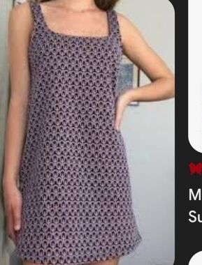 Zara Women's Geometric Pattern Orange Black White Mini Tank Dress Size M Retro